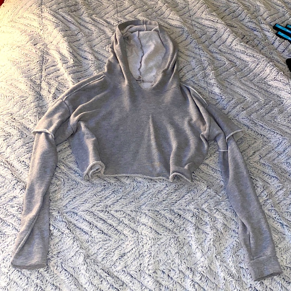 Gray crop top hoodie